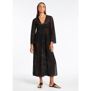 Jets Australia Stretch Lace Maxi Kaftan - Black NWT SIZE S